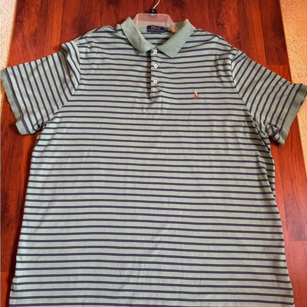 Polo by Ralph Lauren Men's Green and Blue Striped Shirt Sz XL
